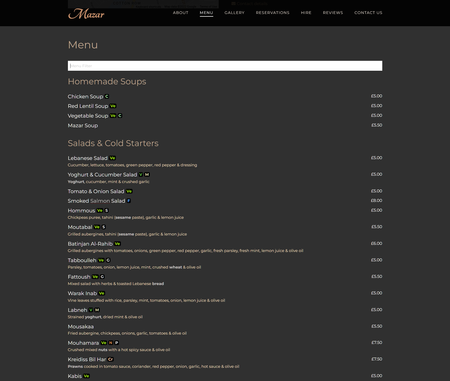 Menu for Mazar