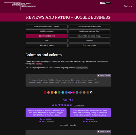 Google Reviews and Rating Colour Schemes